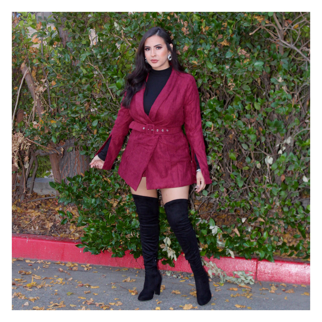 Blazer romper-burgundy